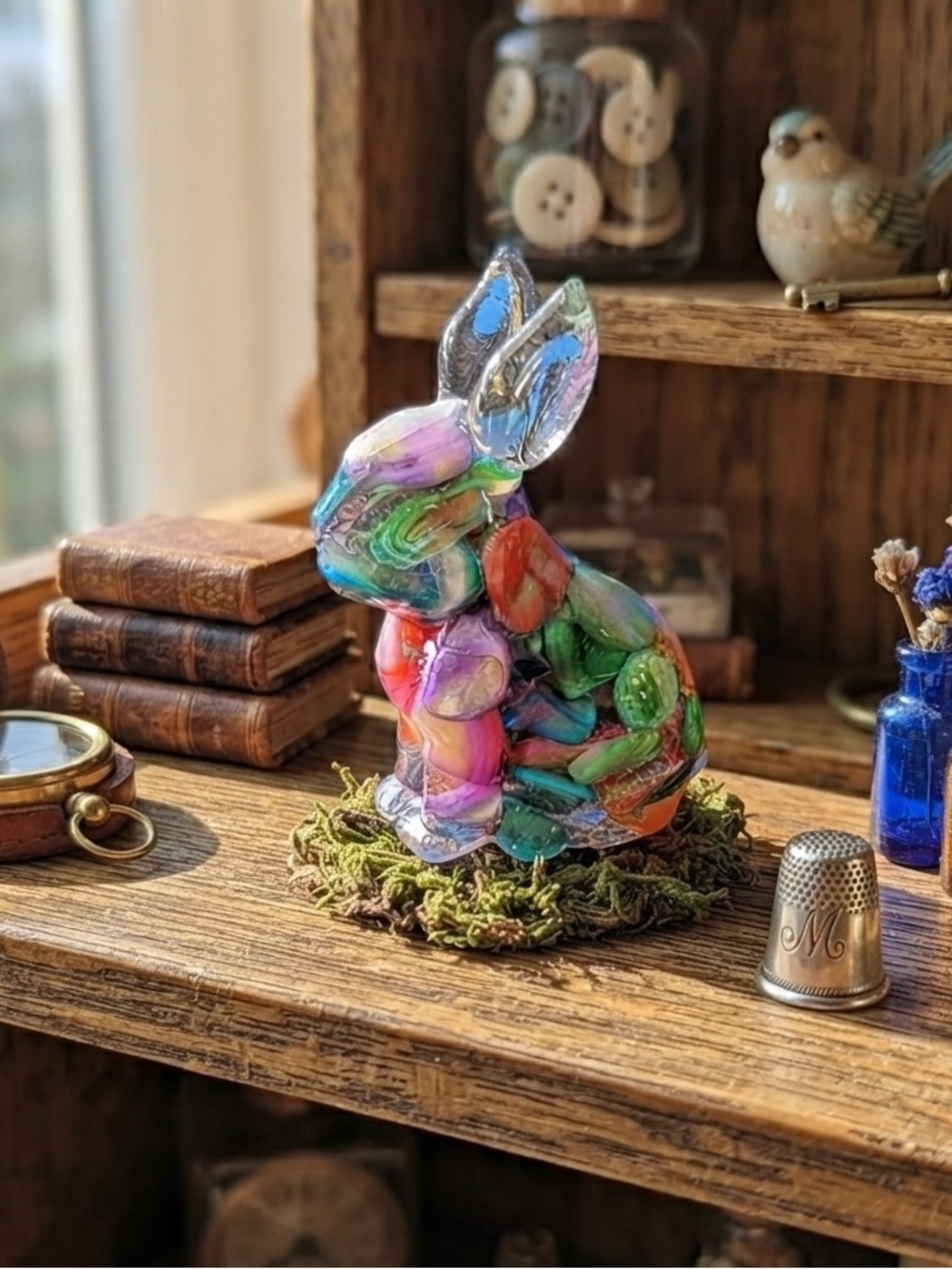 Mini Colorful Resin Bunny Figurine